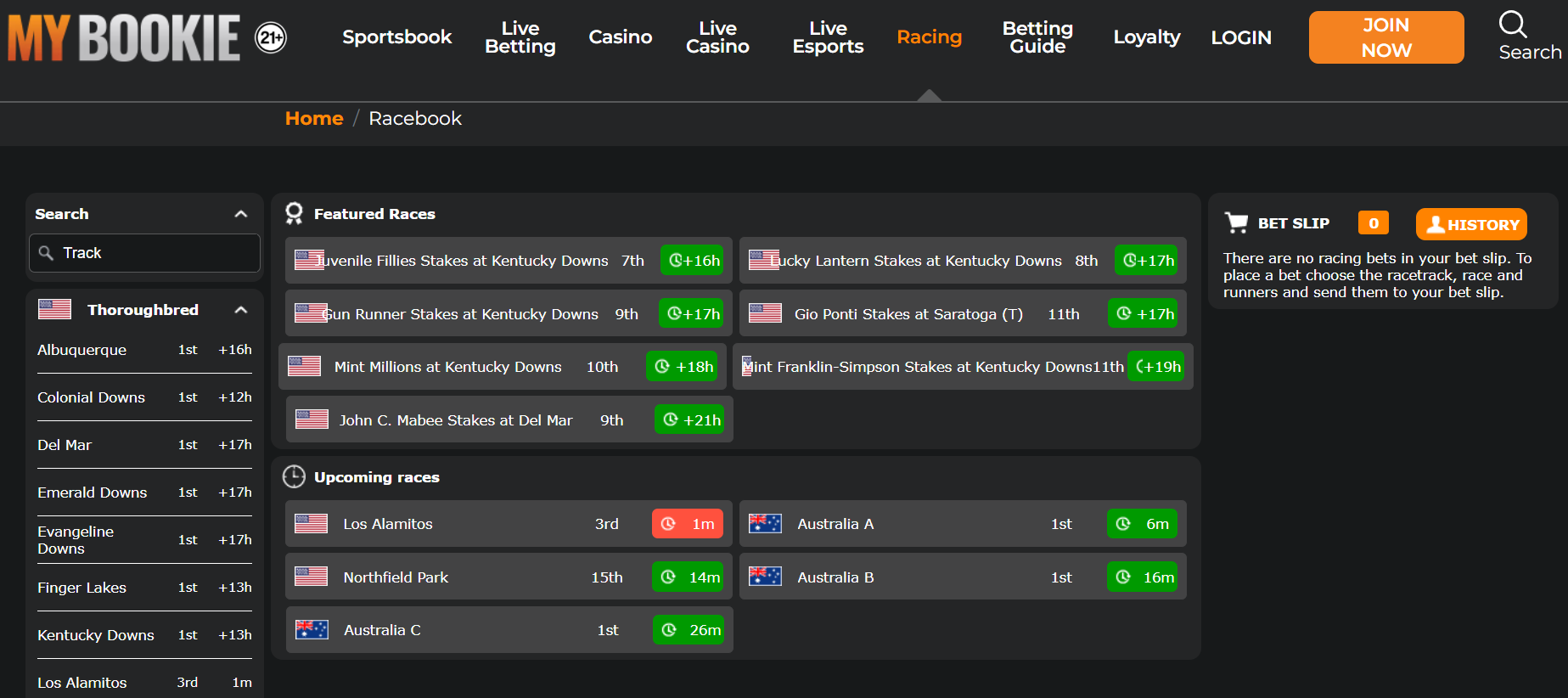 MyBookie Racebook
